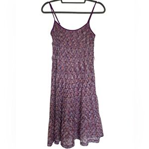 Trina Turk Serpentine Lace Fortuna Crochet Purple Silk Lined Dress‎